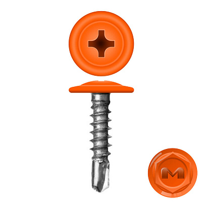 Caморез ПШС по металлу 4,2х16 RAL2004 Апельсин прессшайба сверло