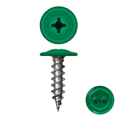 Caморез ПШ по дереву 4,2х19 RAL6029 Зеленая мята прессшайба
