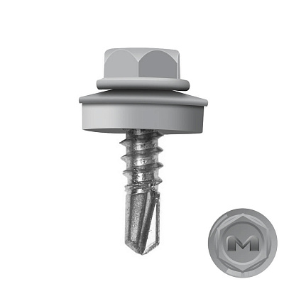 Саморез кровельный DAXMER по металлу RAL7004 Серый 5,5 19мм