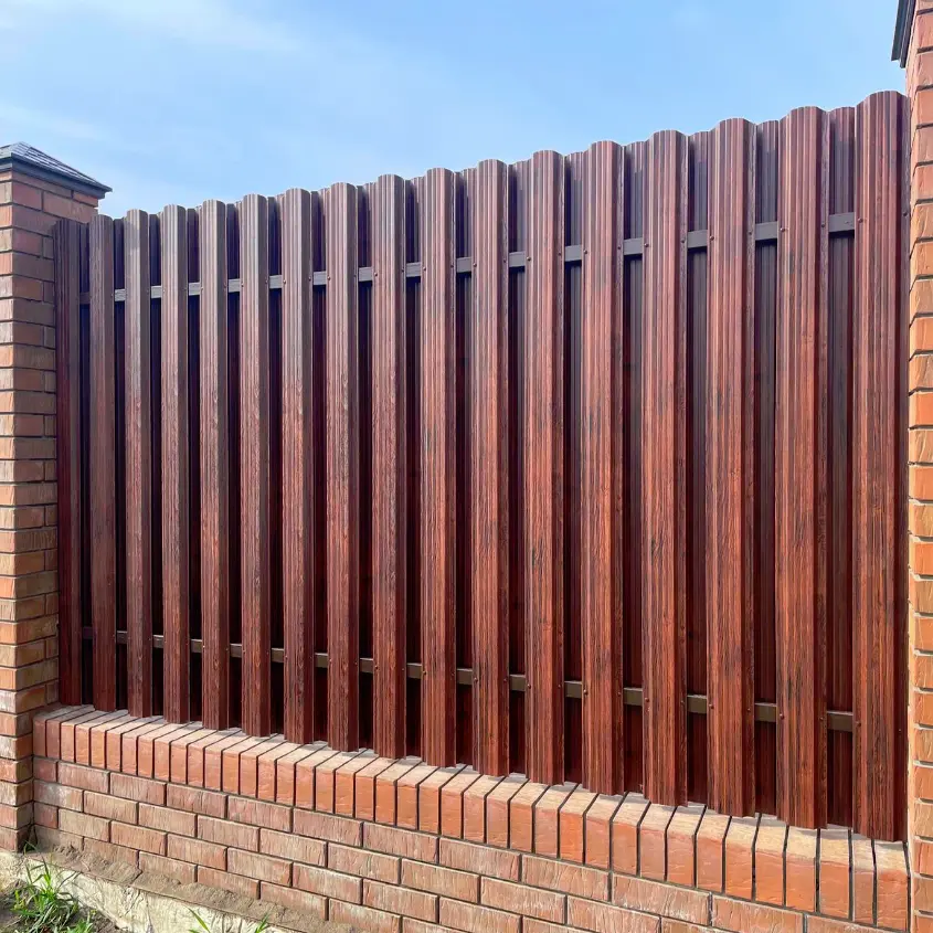 Фото 3 Забор шахматка штакетник Широкий Античное Дерево 3D двусторонний