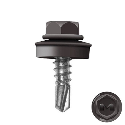 Саморез кровельный DAXMER по металлу RAL8019 Темный Шоколад 5,5 19мм