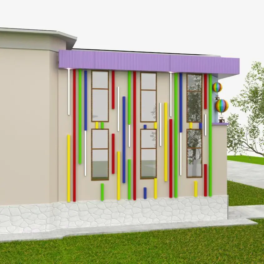 Фото 5 Наружная отделка стальной рейкой фасада детского сада