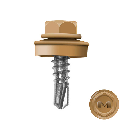 Саморез кровельный DAXMER по металлу RAL1011 Светлое дерево 5,5 19мм