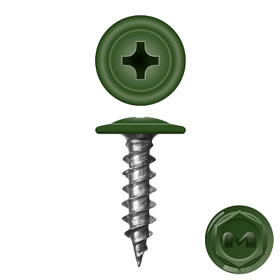 Caморез ПШ по дереву 4,2х16 RAL6002 Зеленый лист прессшайба