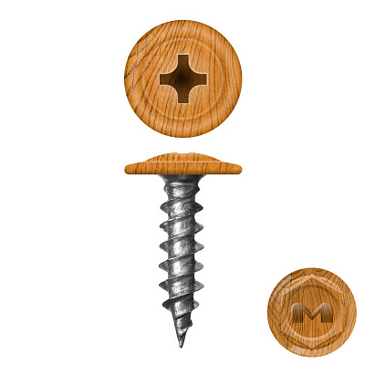 Caморез ПШ по дереву цвет Орех, Золотое дерево прессшайба острый