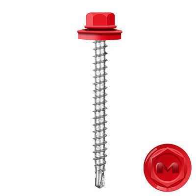 Саморез кровельный DAXMER по дереву RAL3020 Красный 4,8 50мм