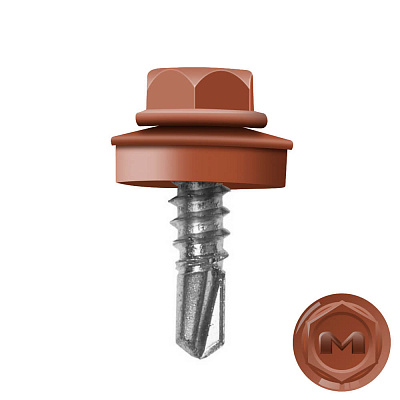 Саморез кровельный DAXMER по металлу RAL8004 Терракотовый 5,5 19мм