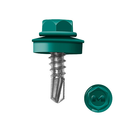 Саморез кровельный DAXMER по металлу RAL6026 Опал 5,5 19мм