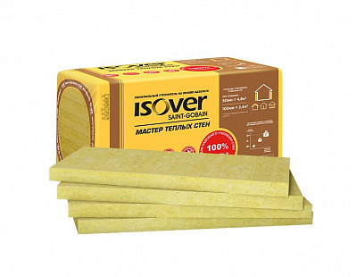 Утеплитель ИЗОВЕР Мастер Теплых Стен 1000*600*50 4,8м2, 0,24м3, 8п фото Центр Металлокровли