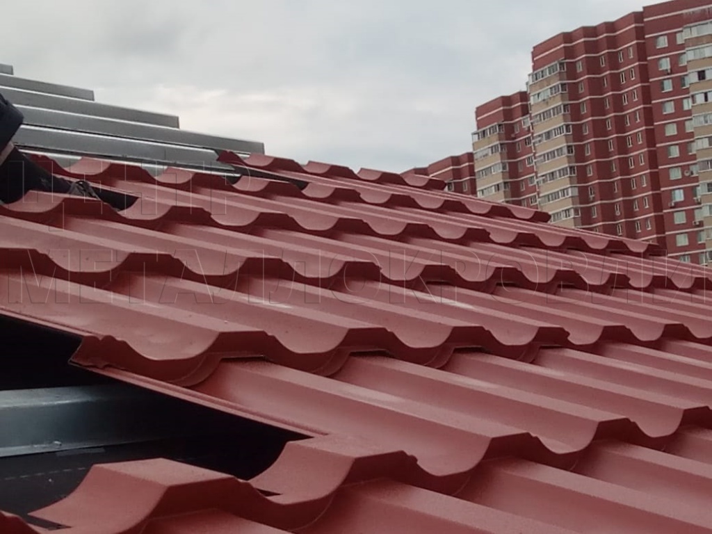 Металлочерепица Геркулес 8004 терракотовый Стальной Бархат от Центра Металлокровли в Твери