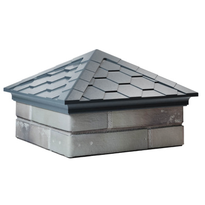 Колпак на столб забора Серый 1,5х1,5 кирпича Черепица размер под посадку 390х390мм фото 4